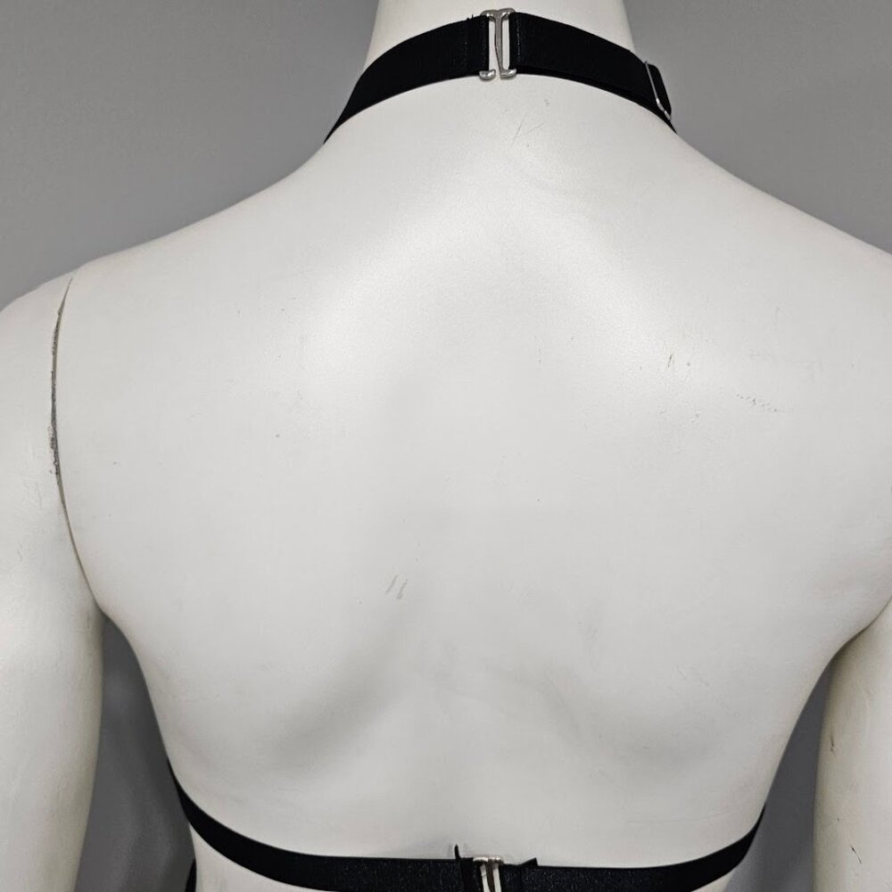 Vegan Leather Bodysuit with Chain and Harness - Picture 5 of 9